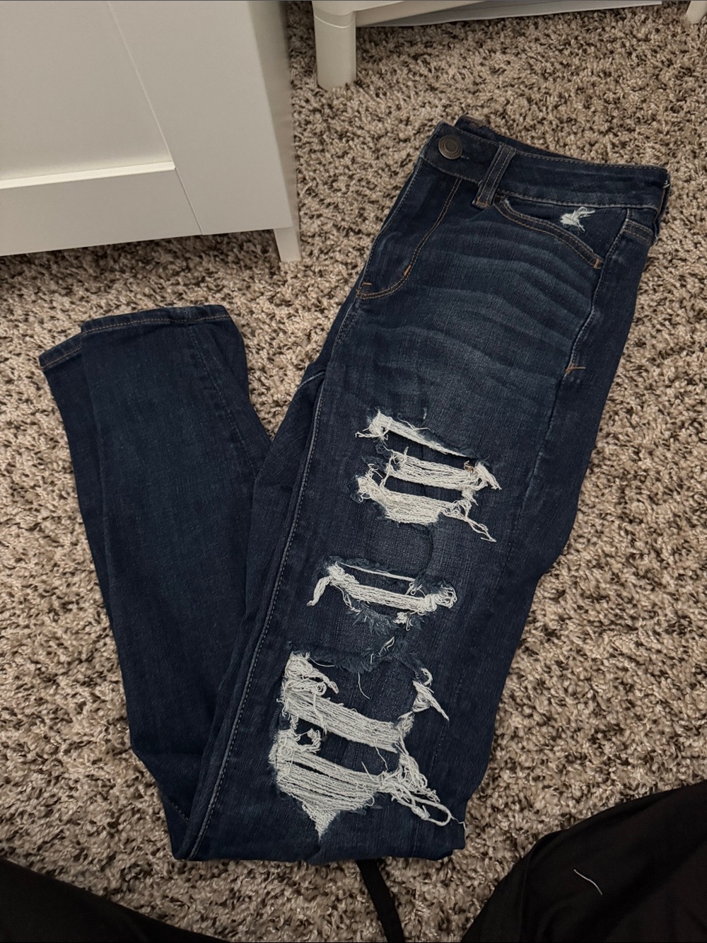 American Eagle Outfitters Dark Blue Distressed Women's Jeans